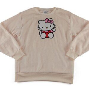 Sanrio Hello Kitty Plush Pullover Sweatshirt Women's Size Medium Cream